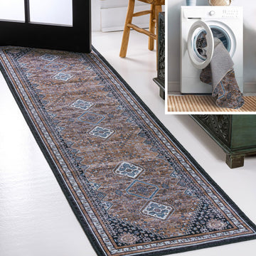 Dalyan Geometric Medallions Washable Area Rug